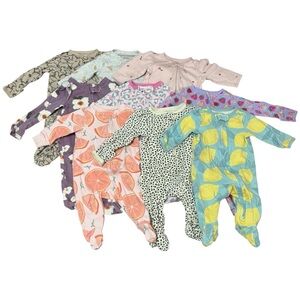 Baby Girls Zipper Footie Sleep ‘n Plays Bundle Sizes 0-3 Months